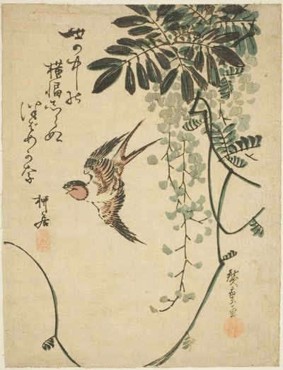 Svala och blåregn av Utagawa Hiroshige