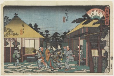 Tagawaya framför O_onji-templet, ca. 1835-1842 av Utagawa Hiroshige