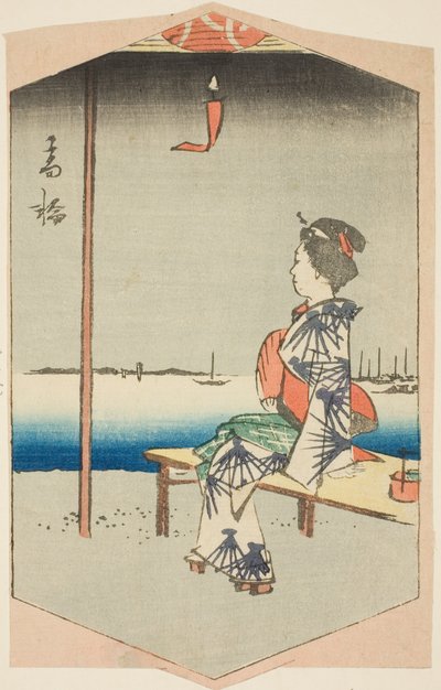 Takanawa, avsnitt av ett ark från serien "Utklippta bilder av kända platser i Edo (Edo meisho harimaze zue)" av Utagawa Hiroshige