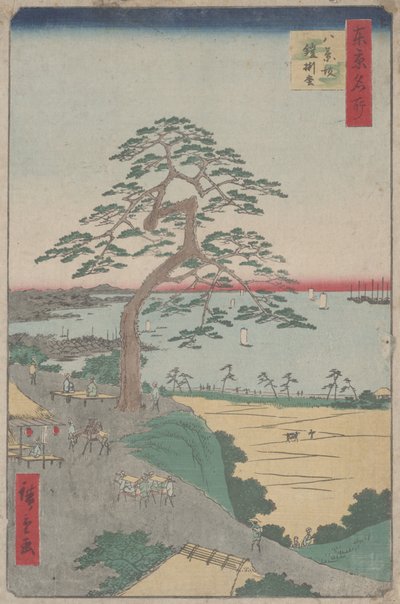 "Den pansarhängande tallen i Hakkeizaka" från 100 Views of Edo av Utagawa Hiroshige