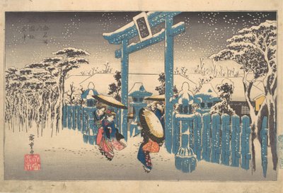 Gion-helgedomen i snö, ur serien "Berömda vyer över Kyoto" av Utagawa Hiroshige