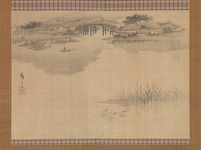 Imado-bron vid foten av berget Matsuchi av Utagawa Hiroshige