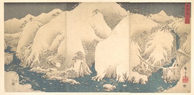 Kiso-bergen i snö av Utagawa Hiroshige