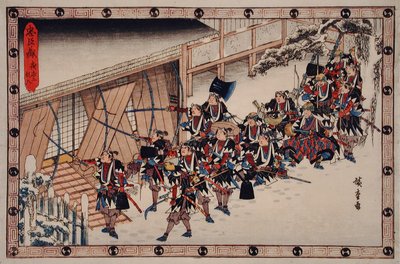 Nattattacken, andra episoden: rōnin bryter sig in i huset av Utagawa Hiroshige
