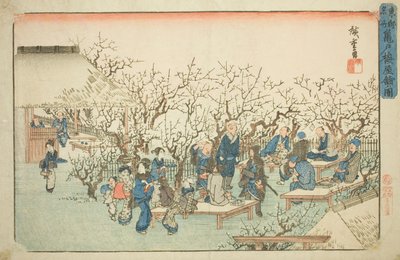 Plommonträdgården på Komeido (Kameido ume yashiki no zu), från serien "Famous Places in the Eastern Capital (Toto meisho)" av Utagawa Hiroshige