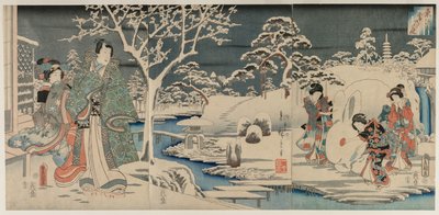 Den snöiga trädgården av Utagawa Hiroshige