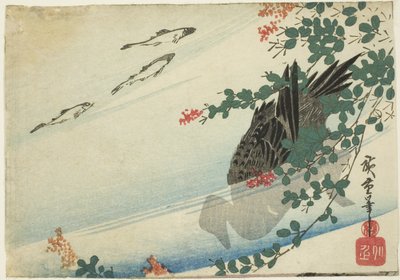 Öring, anka och buskklöver av Utagawa Hiroshige