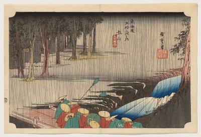 Vårregn i Tsuchiyama av Utagawa Hiroshige