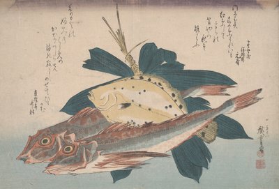 Två gunnards och en flundra av Utagawa Hiroshige