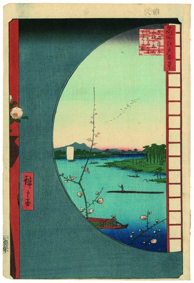 Utsikt från Massaki över Suijin-helgedomen, Uchigawa-viken och Sekiya av Utagawa Hiroshige