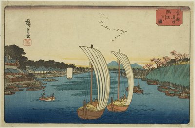 Utsikt över floden Sumida (Sumidagawa no zu), från serien "Kända platser i den östra huvudstaden (Toto meisho)" av Utagawa Hiroshige