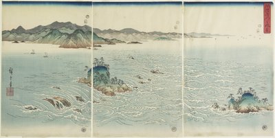 Utsikt över bubbelpoolerna i Awa-provinsen, 1857 av Utagawa Hiroshige