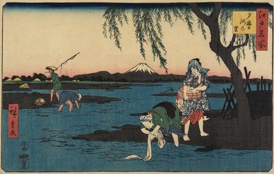 By vid Tamagawafloden, mars 1858 av Utagawa Hiroshige