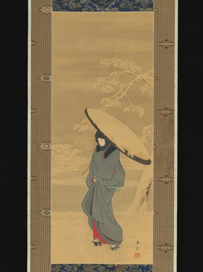 Kvinna som går i snön av Utagawa Hiroshige