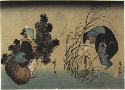 Kvinna och grävling av Utagawa Hiroshige