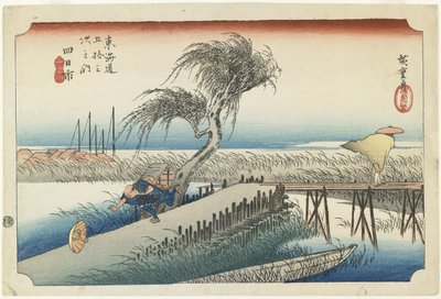 Yokkaichi-Visible River, ca. 1833 av Utagawa Hiroshige