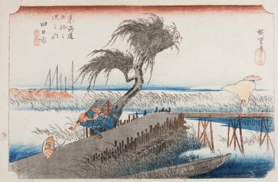 Yokkaichi, blad 44 ur serien: De femtiotre stationerna längs Tokaido-vägen / Tokaido gojusan tsugi no uchi av Utagawa Hiroshige