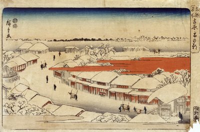 Yoshiwara Yuki no Asa, 1850 (färgträsnitt) (färgträsnitt) av Utagawa Hiroshige