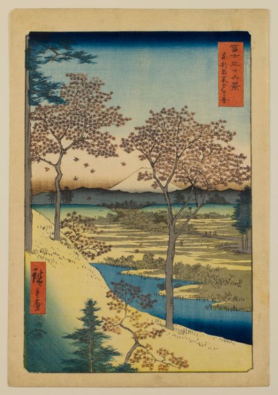Yūhigaoka vid Meguro i den östra huvudstaden, ur serien ”Trettiosex vyer över Fuji” av Utagawa Hiroshige