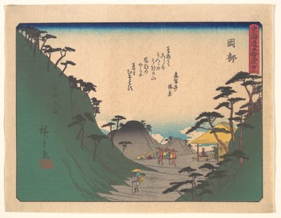 Tōkaidōs femtiotre stationer - Okabe av Utagawa Hiroshige