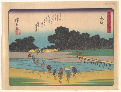 De femtiotre stationerna längs Tōkaidō: Fujieda av Utagawa Hiroshige