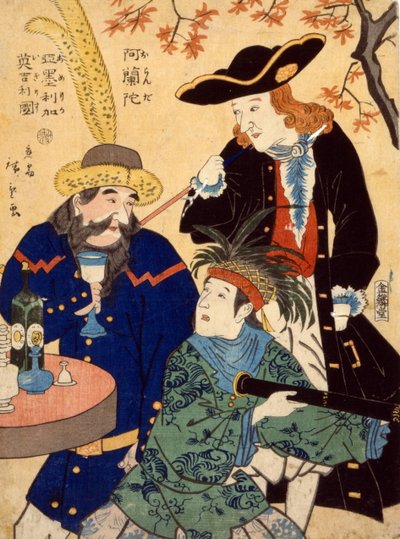 Nederländerna, USA, Storbritannien, 1860 av Utagawa II Hiroshige