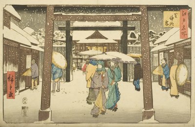 Shinmei Shrine in Shiba (Shiba Shinmeig?) (träblock i färg) av Utagawa II Hiroshige