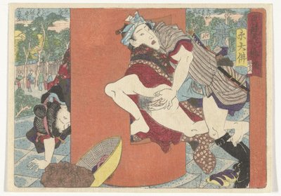Ett möte i templet Den erotiska vägen till huvudstaden (serietitel) av Utagawa Kunisada (I) (attributed to)