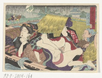 Färja i Yodo-hållplatsen Den erotiska vägen till huvudstaden (serietitel) av Utagawa Kunisada (I) (attributed to)