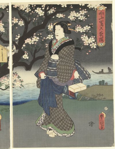 Kvällspromenad längs floden av Utagawa Kunisada (I)