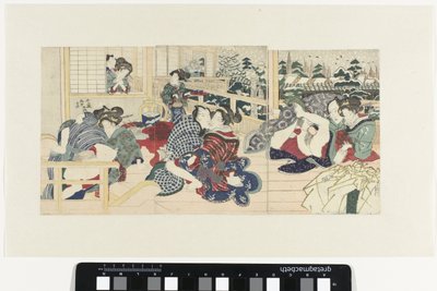 Älskar par på terrassen på vintern av Utagawa Kunisada (I)