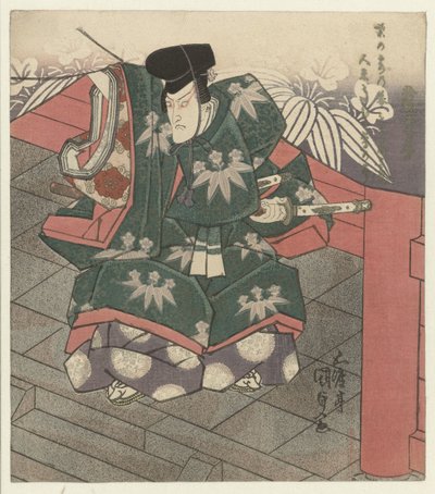 Man vid ingången till ett tempel av Utagawa Kunisada (I)