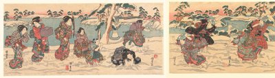 kastar snöbollar av Utagawa Kunisada (I)