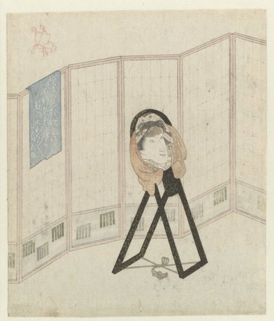 Spegel vid rumsavdelare av Utagawa Kunisada (I)
