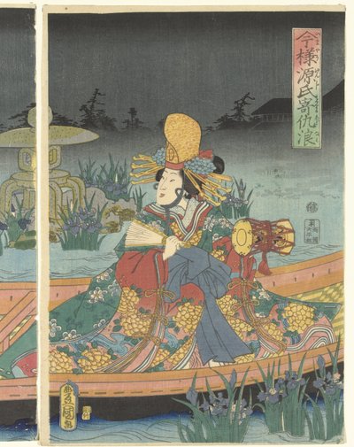 Fiendevågor närmar sig den moderna prinsen Genji Imayo Genji yoseru adanami (titel på objekt) av Utagawa Kunisada (I)