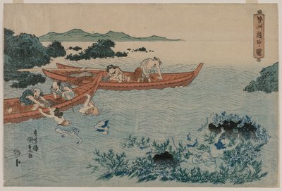 Abalone Divers utanför Ise-kusten, från en Untitled Landscape-serie av Utagawa Kunisada