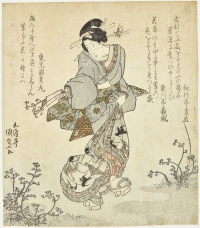 Kvinna som skördar ormbunkar av Utagawa Kunisada