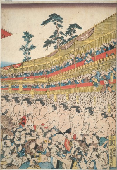 Bilder från den stora sumofestivalen av Utagawa Kunisada