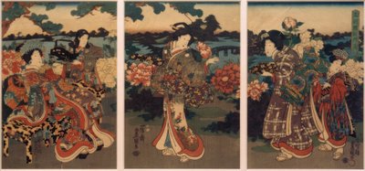 Fjärilar och pioner av Utagawa Kunisada