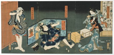 Teaterscenen, 1844 av Utagawa Kunisada