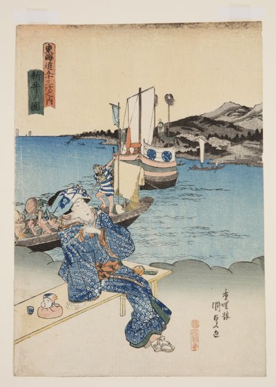 Vy över Arai (Arai no zu) (träblock i färg) av Utagawa Kunisada