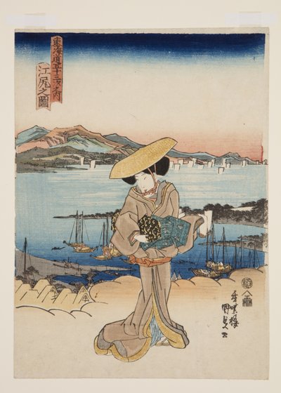 Vy över Ejiri (Ejiri no zu) (träblock i färg) av Utagawa Kunisada