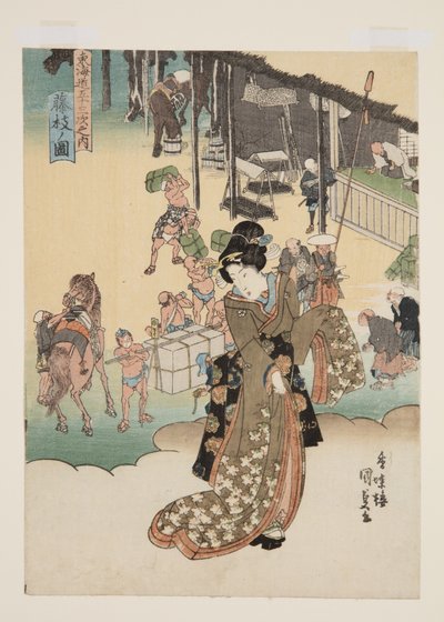 Utsikt över Fujieda (Fujieda no zu) (träblock i färg) av Utagawa Kunisada