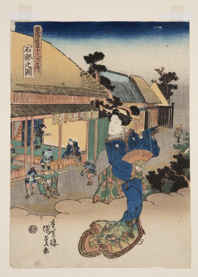 Vy över Ishibe (Ishibe no zu) (träblock i färg) av Utagawa Kunisada