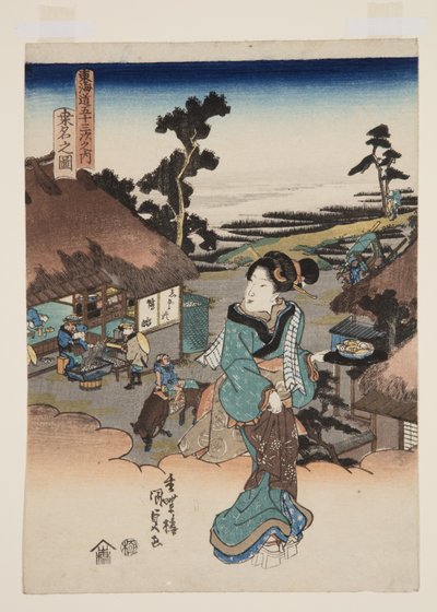 Utsikt över Kuwana (Kuwana no zu) (träblockstryck i färg) av Utagawa Kunisada