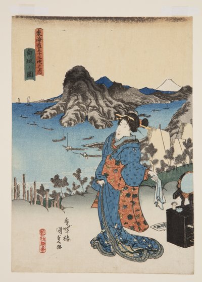 Vy över Maisaka (Maisaka no zu) (träblock i färg) av Utagawa Kunisada
