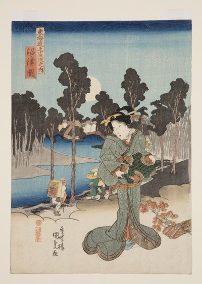 Vy över Numazu (Numazu zu) (träblock i färg) av Utagawa Kunisada