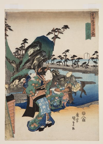 Utsikt över Okitsu (Okitsu no zu) (träblock i färg) av Utagawa Kunisada