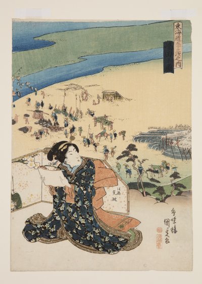 Vy över Shimada (Shimada no zu) (träblock i färg) av Utagawa Kunisada
