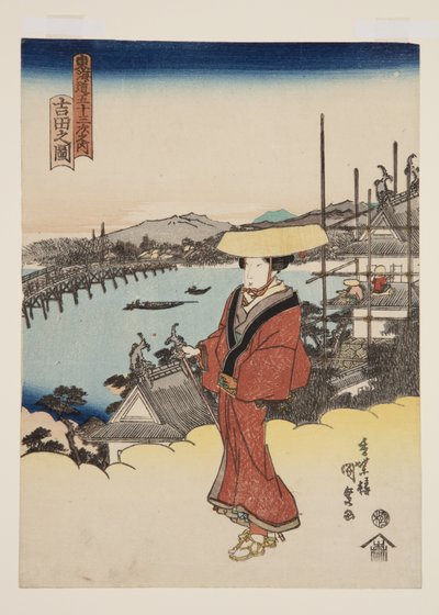 Utsikt över Yoshida (Yoshida no zu) (träblock i färg) av Utagawa Kunisada